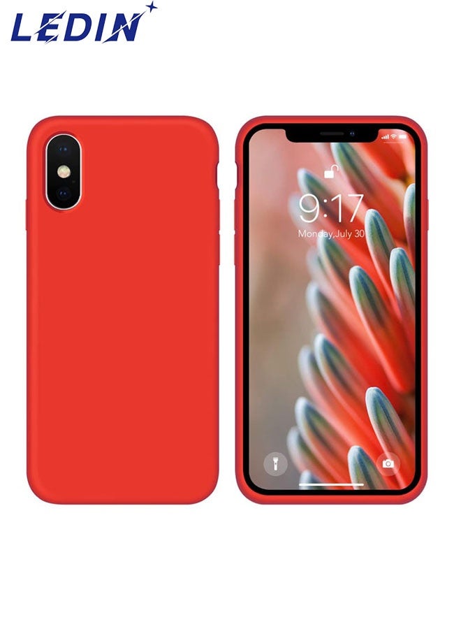 LEDIN Silicone Case for iPhone XS Silky Soft Touch Full Body Protective Phone Case Shockproof Cover with Microfiber Lining - Image 1