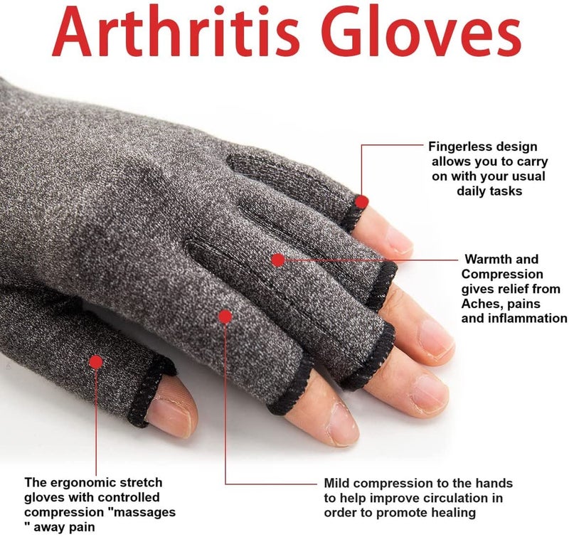 Rheumatoid Arthritis Gloves Fingerless- Compression Gloves for Pain Relief- (M) 1 Pair - Image 2