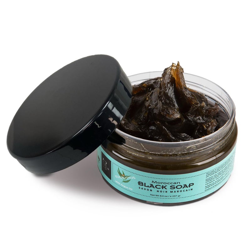 Zakia's Morocco Black Soap (Beldi Soap) with Eucalyptus scent - 100% natural Moroccan Black Soap, Body Scrub, Pure & Natural, Purifying, Cleansing, exfoliating for Hammam Ritual- 8.0 Oz / 226gr - Image 1