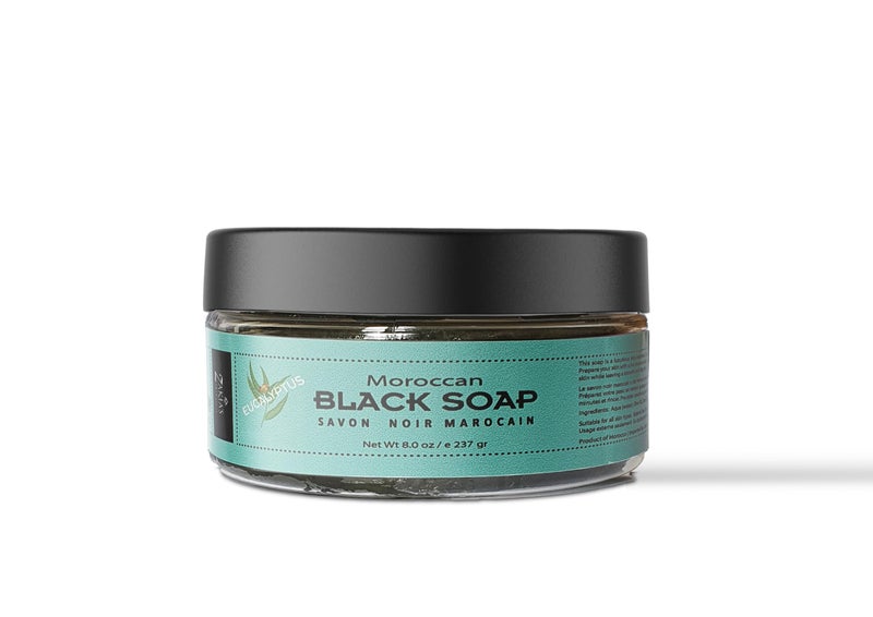 Zakia's Morocco Black Soap (Beldi Soap) with Eucalyptus scent - 100% natural Moroccan Black Soap, Body Scrub, Pure & Natural, Purifying, Cleansing, exfoliating for Hammam Ritual- 8.0 Oz / 226gr - Image 2