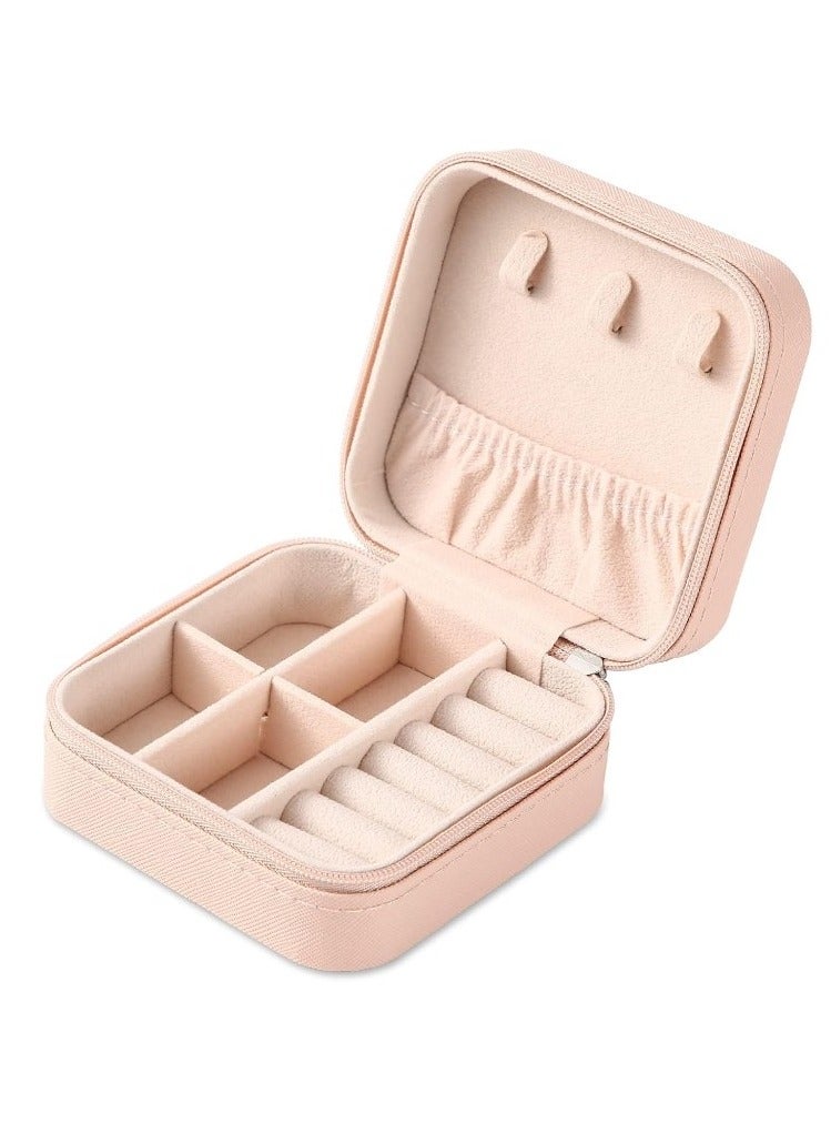 Small Leather Jewelry Box Easy Carry Jewelry Ring Organizer Gift Box for Girls Women - Jewelry Case Box Makeup Cosmetic Organizer for Women - Holder for Necklaces Earrings Bracelets Rings Accessories Organizer, Jewelry Box for Earrings Bracelets Rings Necklaces Storage Jewelry Box Organizer Jewelry Box Case for Accessories Makeup, Accessories Organizer Gold Silver Accessories Organizer - Small Travel Jewelry Box PU Leather Bag Organizer Portable Display for Women for Necklaces Earrings Rings Accessories - Image 1