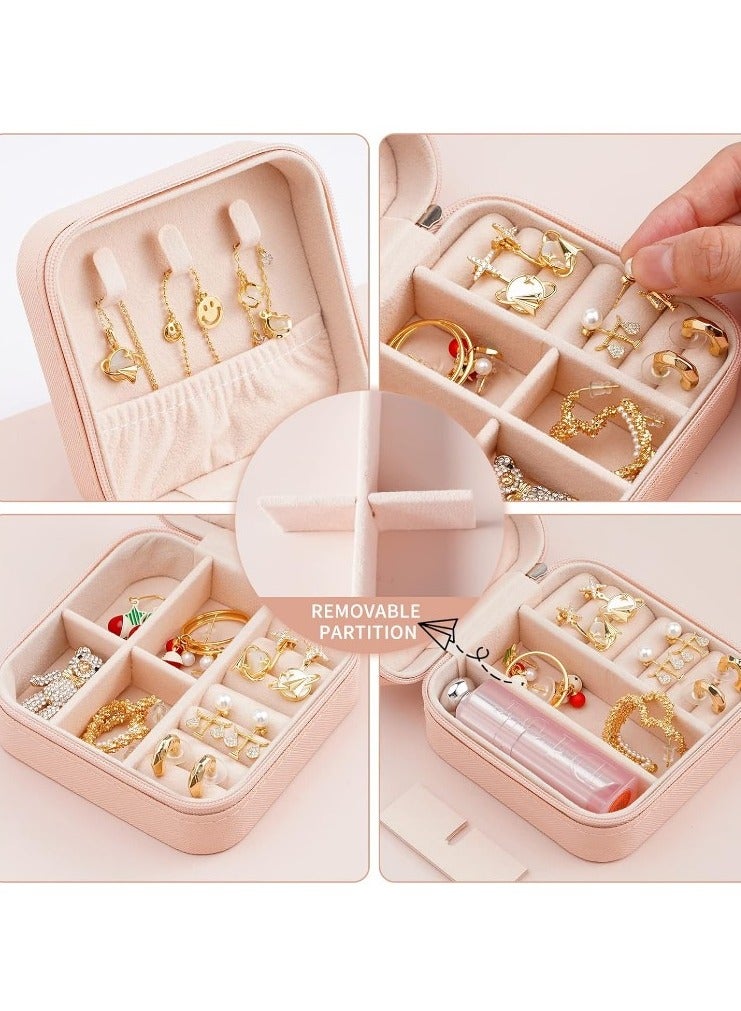 Small Leather Jewelry Box Easy Carry Jewelry Ring Organizer Gift Box for Girls Women - Jewelry Case Box Makeup Cosmetic Organizer for Women - Holder for Necklaces Earrings Bracelets Rings Accessories Organizer, Jewelry Box for Earrings Bracelets Rings Necklaces Storage Jewelry Box Organizer Jewelry Box Case for Accessories Makeup, Accessories Organizer Gold Silver Accessories Organizer - Small Travel Jewelry Box PU Leather Bag Organizer Portable Display for Women for Necklaces Earrings Rings Accessories - Image 4
