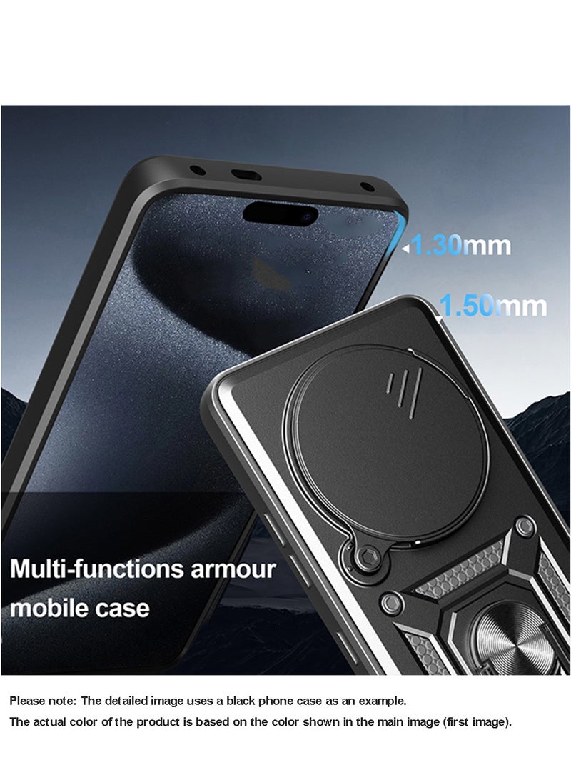 Case for Huawei Honor X9C / Honor Magic 7 Lite with Sliding Camera Cover, Kickstand, PC+TPU Dual-Layer,Black - Image 5
