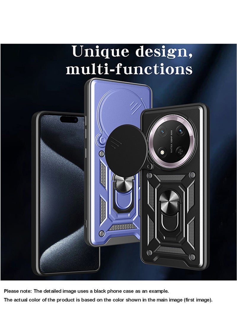 Case for Huawei Honor X9C / Honor Magic 7 Lite with Sliding Camera Cover, Kickstand, PC+TPU Dual-Layer,Black - Image 2