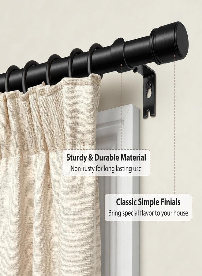 HOTOZON Black Curtain Rods 32 to 144 Inches, HOTOZON 1 Inch Heavy Duty Curtain Rods for Windows 111 to 140 Inches(9.2-11.6 ft), Telescoping Adjustable Drapery Rod with Simple End Cap Finials - Image 3