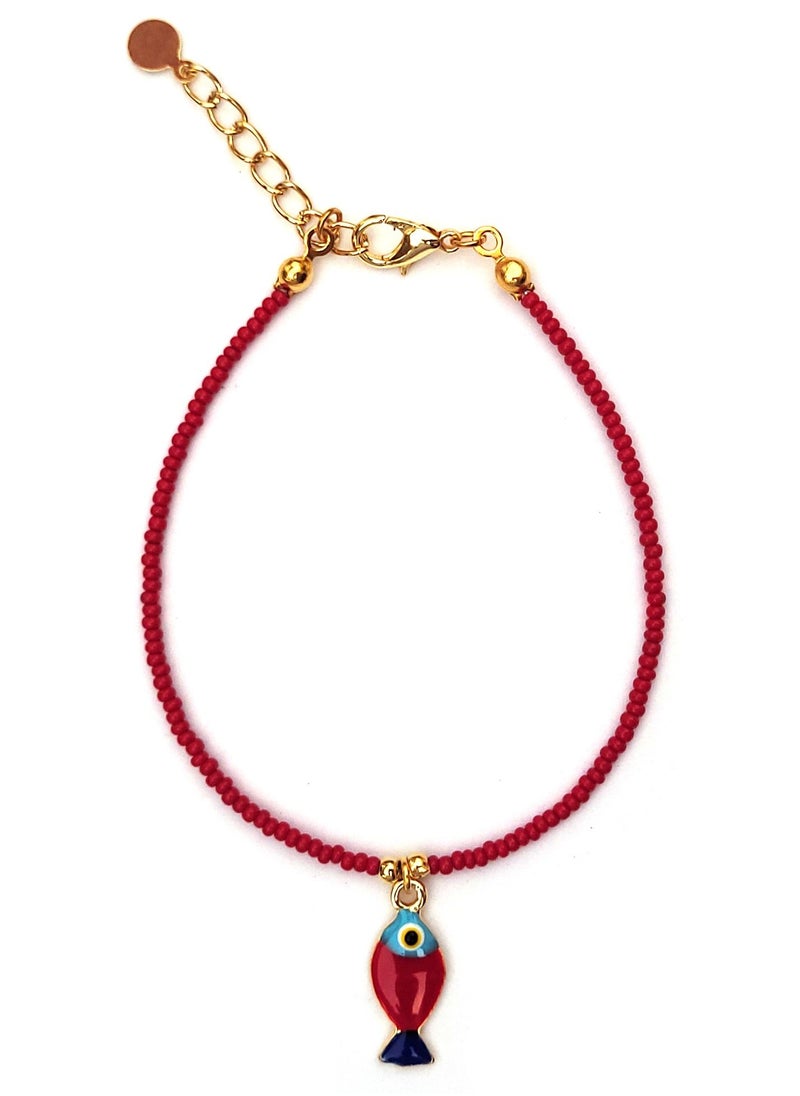 Alwan - Gold Plated Anklet with A Hanging Fish for Girls - Image 1