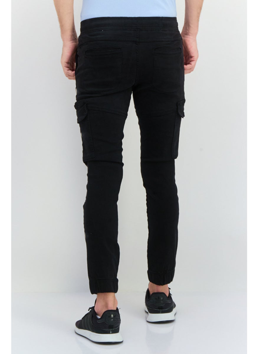 CROSSHATCH Men Tapered Fit Solid Cargo Pants, Black  - Image 4