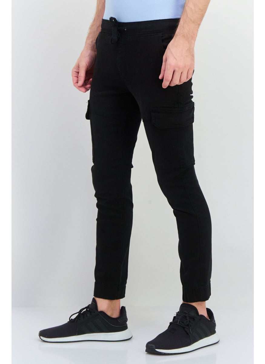 CROSSHATCH Men Tapered Fit Solid Cargo Pants, Black  - Image 3