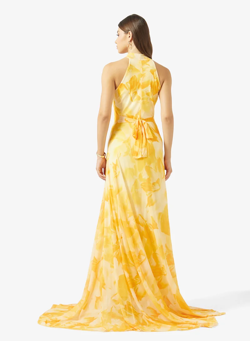 ELLA Printed Halter Neck Dress