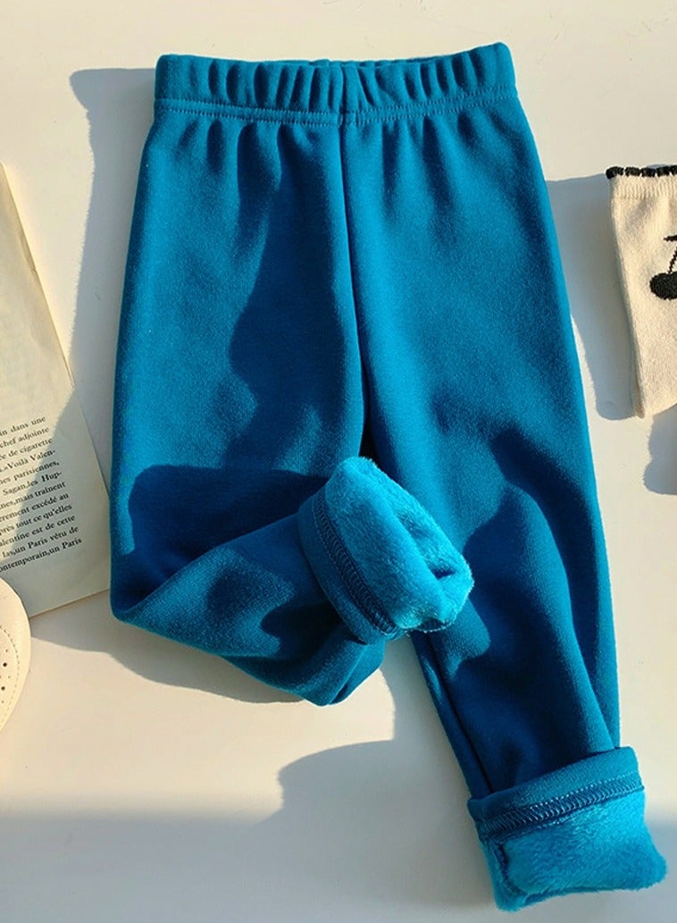 Loquat Kids Solid Color Thick Thermal Underwear Pants Cotton Soft Long Johns Base Layer Bottom Children's Pajama Pants Blue 