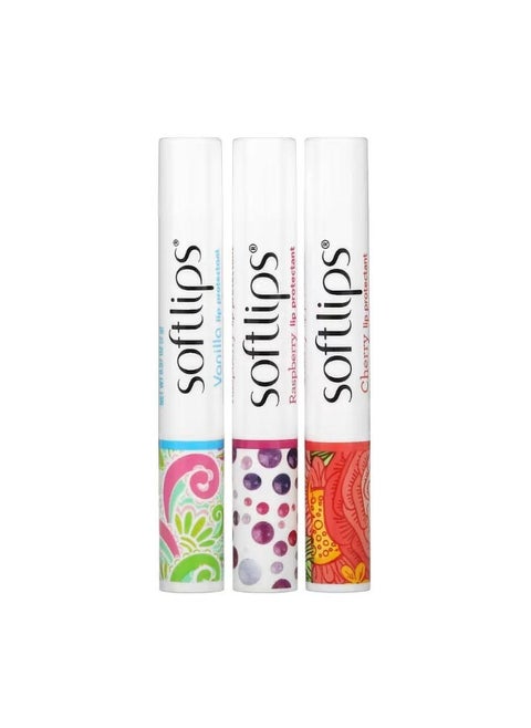 Lip Protectant Cherry Raspberry Vanilla 3 Pack 0.07 oz 2 g Each