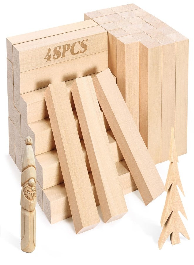 YIPLED 48PCS Basswood Carving Blocks, 6x1x1 inch Soft Whittling Wood Blocks for Easy Carving, Carving Wood Blocks - Smooth Carving, No Cracks, Easy to Paint - Image 1