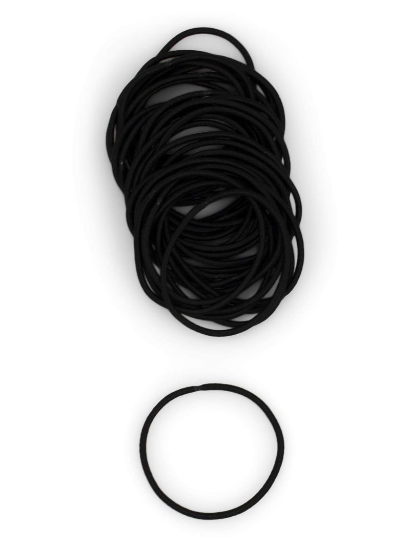 Heliums Thin Hair Elastics - Black - 2mm Ties for Thin Hair, 1.75 Inch, Medium Hold No Damage Ponytail Holders - 40 Count - Image 2