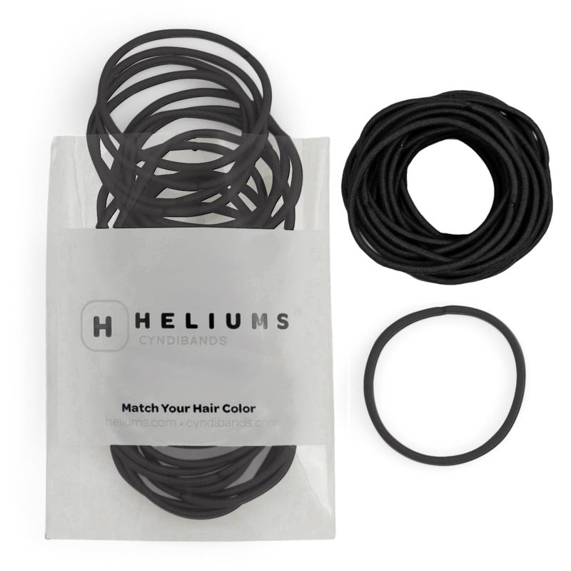 Heliums Thin Hair Elastics - Black - 2mm Ties for Thin Hair, 1.75 Inch, Medium Hold No Damage Ponytail Holders - 40 Count - Image 1