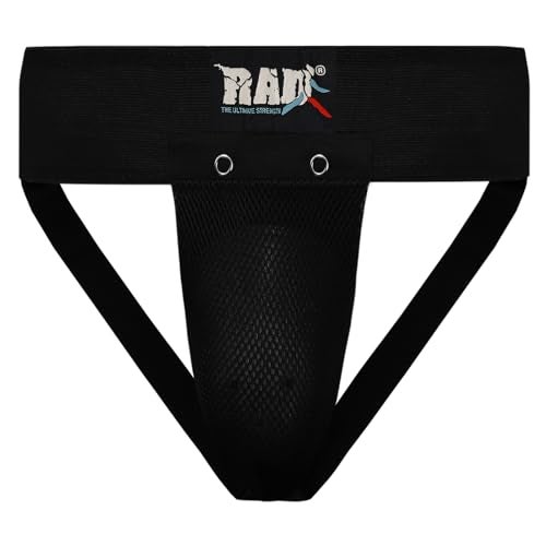 RAD Groin Guard for Men – Black – Medium | MMA, Boxing, Muay Thai & Martial Arts Athletic Cup with Removable Protective Cup - Image 1
