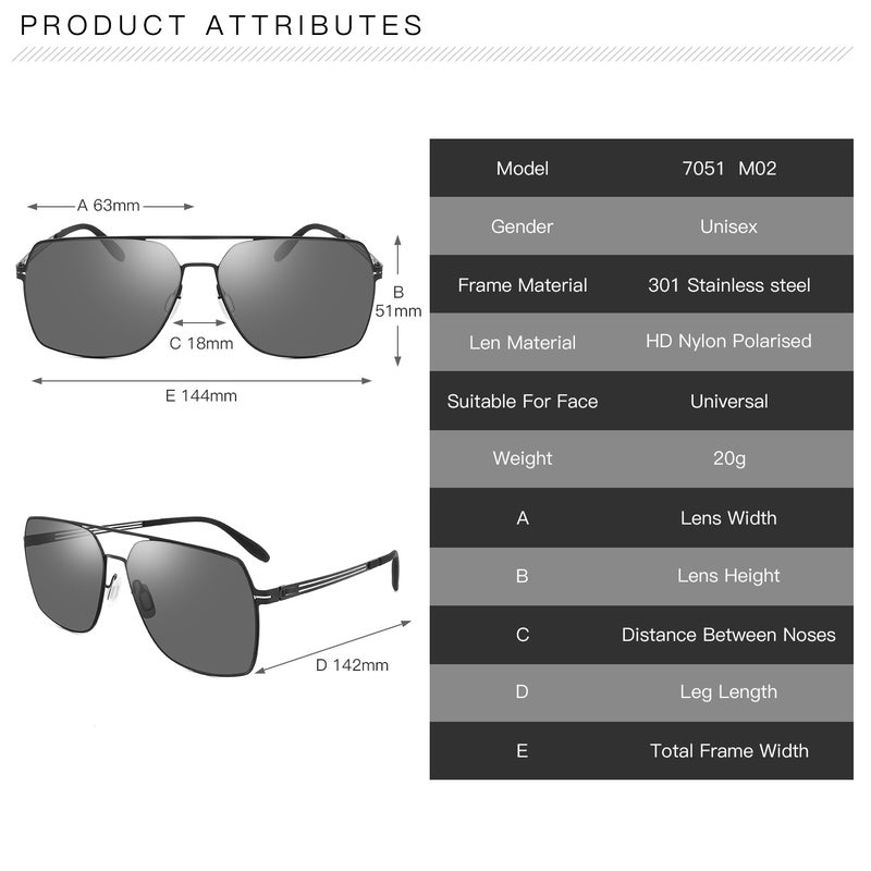 بوكيلار نظارات شمسية رجالية منتفخة من PUKCLAR، نظارات طيار، إطار من الفولاذ المقاوم للصدأ خفيف الوزن، نظارات شمسية رجعية مع حماية من الأشعة فوق البنفسجية UV400، مناسبة للقيادة، الصيد، والتخييم - Image 5