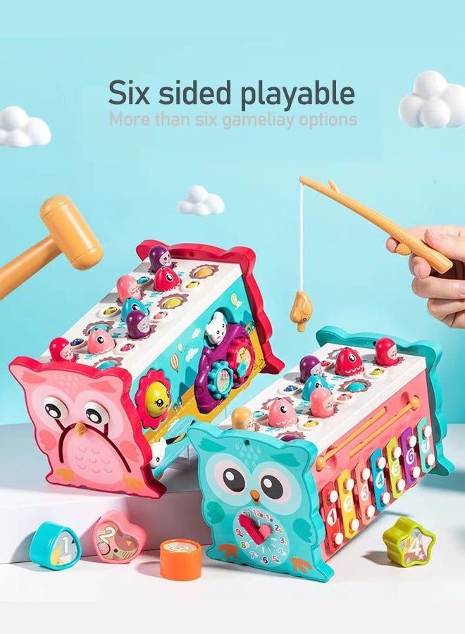 New Baby Montessori Toys Magnetic Fishing Owl Cube Learning Educational Clock Hammer Game with Music Puzzle for Kids Gift  - Image 2