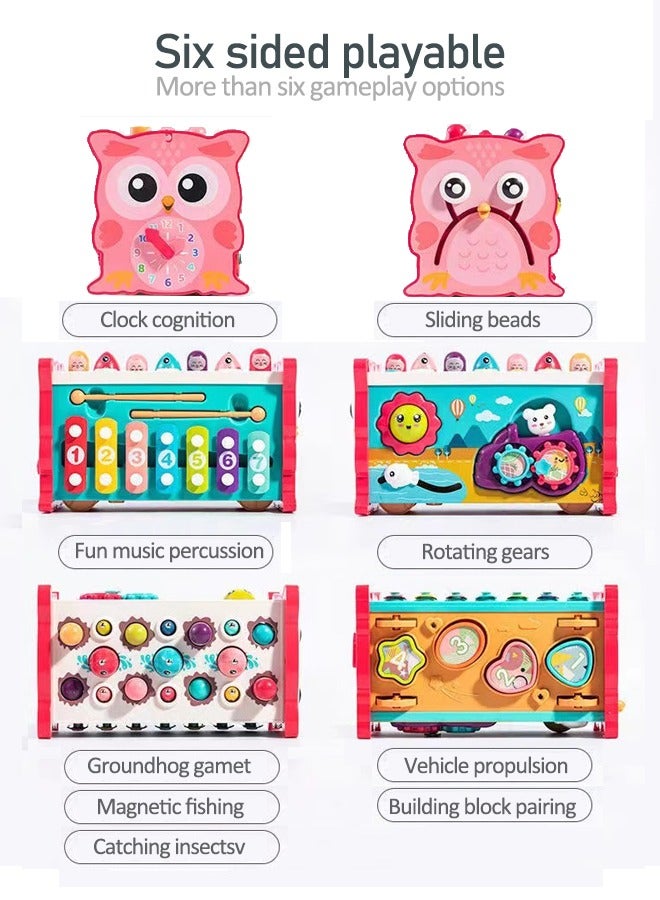 New Baby Montessori Toys Magnetic Fishing Owl Cube Learning Educational Clock Hammer Game with Music Puzzle for Kids Gift  - Image 3