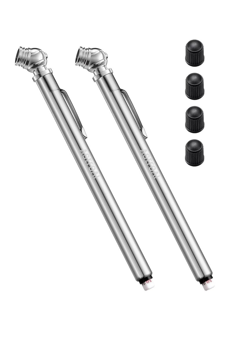 أسترواي جهاز قياس ضغط الإطارات AstroAI Pencil، عبوتان (10-75PSI ±2% Span)، مقياس ضغط هواء للإطارات، هيكل من الفولاذ المقاوم للصدأ وفوهة مصنوعة من المعدن، 3 قياسات للسيارات والدراجات والمركبات - Image 1