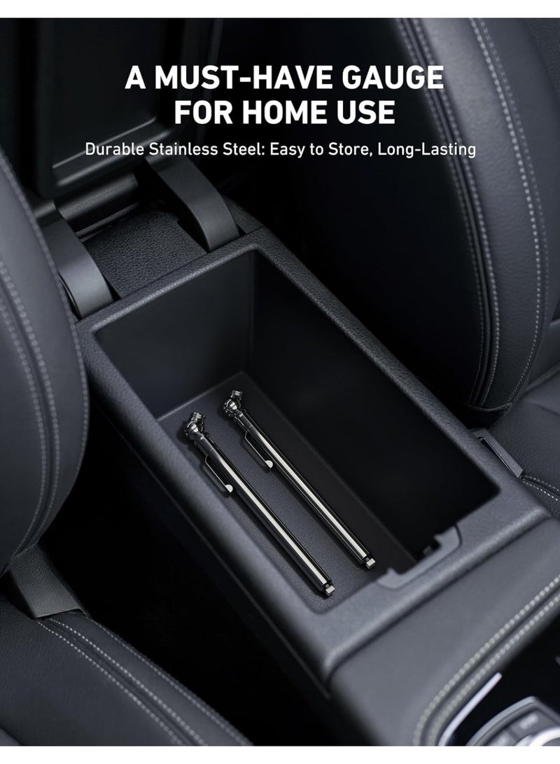 أسترواي جهاز قياس ضغط الإطارات AstroAI Pencil، عبوتان (10-75PSI ±2% Span)، مقياس ضغط هواء للإطارات، هيكل من الفولاذ المقاوم للصدأ وفوهة مصنوعة من المعدن، 3 قياسات للسيارات والدراجات والمركبات - Image 5