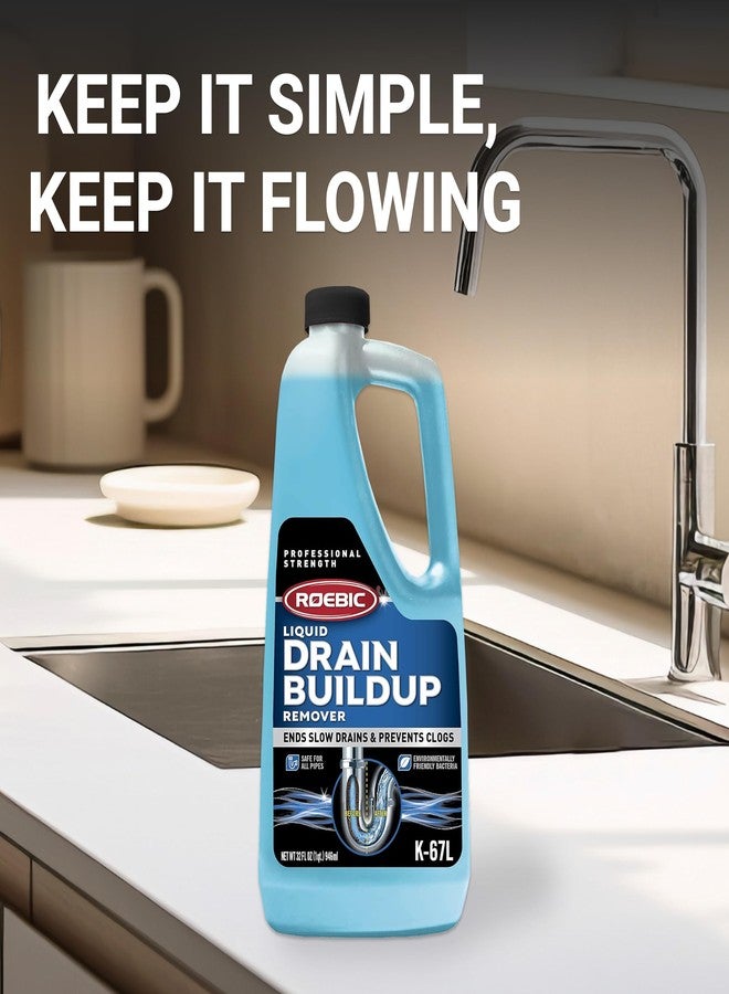 Roebic K-67 Liquid Drain Cleaner, Pipe Buildup Remover with Bacteria Enzymes for Household Drains and Sink Traps, Safe for Kitchen and Bathroom Sink, 32 fl oz - Image 5