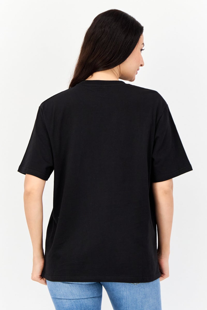 Marlyn Monroe تي شيرت نسائي بأكمام قصيرة وياقة دائرية، مطبوع برسومات، أسود - Image 3