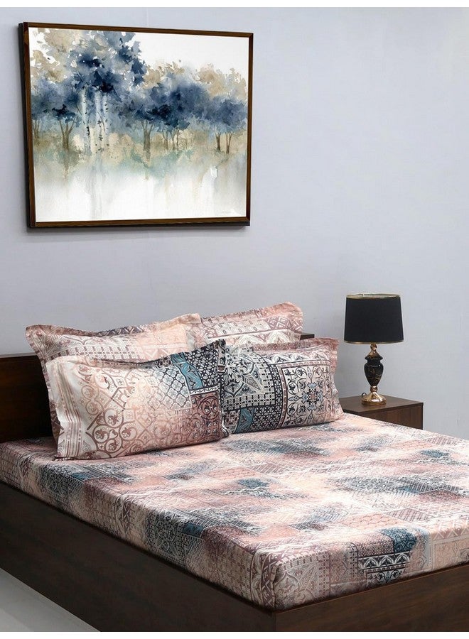 Bombay Dyeing King Sheet Set, 100% Pure Cotton, 300 Satin Weave Thread Count, King Size Bedsheet with 4 Pillow Covers, Super Soft, Reverie Bedsheets Collection (New Brown) - Image 1