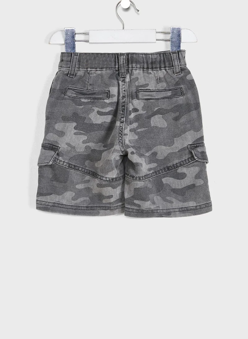 MINOTI Boys Grey Camo Basic Comfy Combat Short