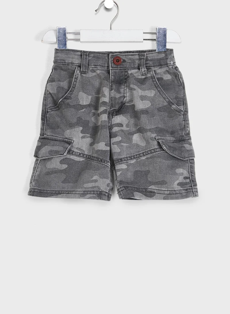 MINOTI Boys Grey Camo Basic Comfy Combat Short