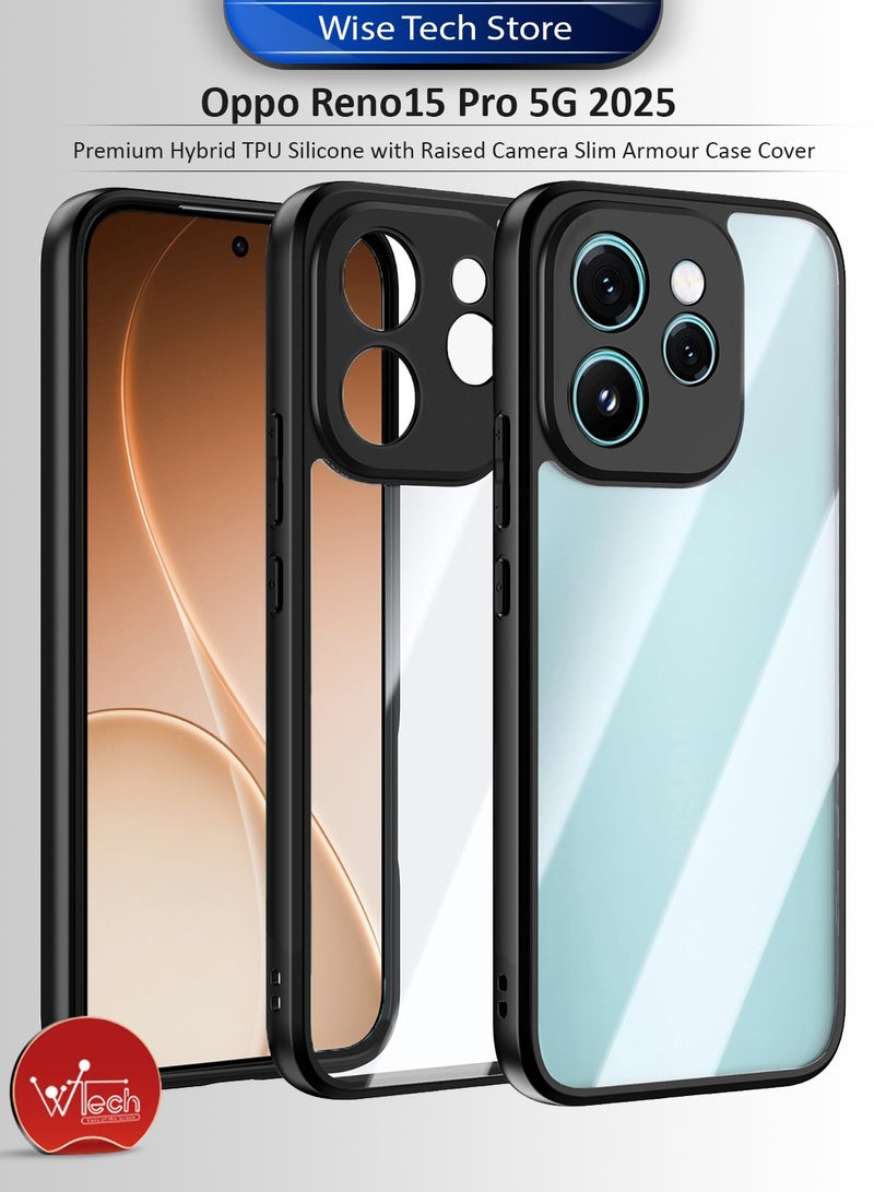 Wtech Oppo Reno15 Pro 5G 2025 Premium Hybrid TPU Silicone with Raised Armour Bumpers Slim Case Cover (MCAPSA) - Clear/Black - Image 1