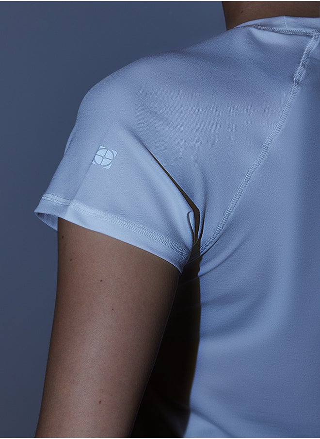 trendyol - White Reflector Print Detailed Knitted Sports T-Shirt THMSS24TS00002 - Image 1
