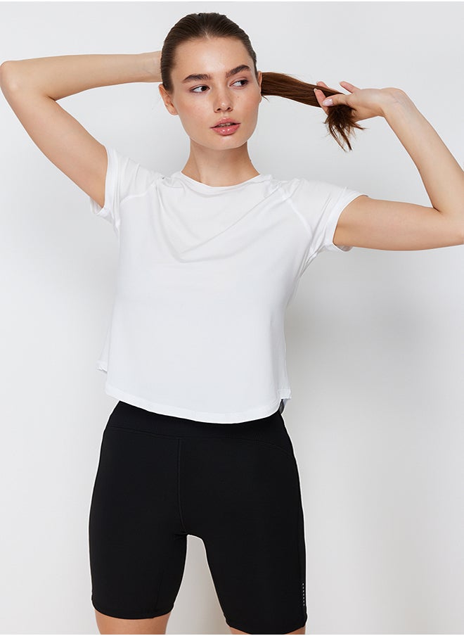 trendyol - White Reflector Print Detailed Knitted Sports T-Shirt THMSS24TS00002 - Image 1