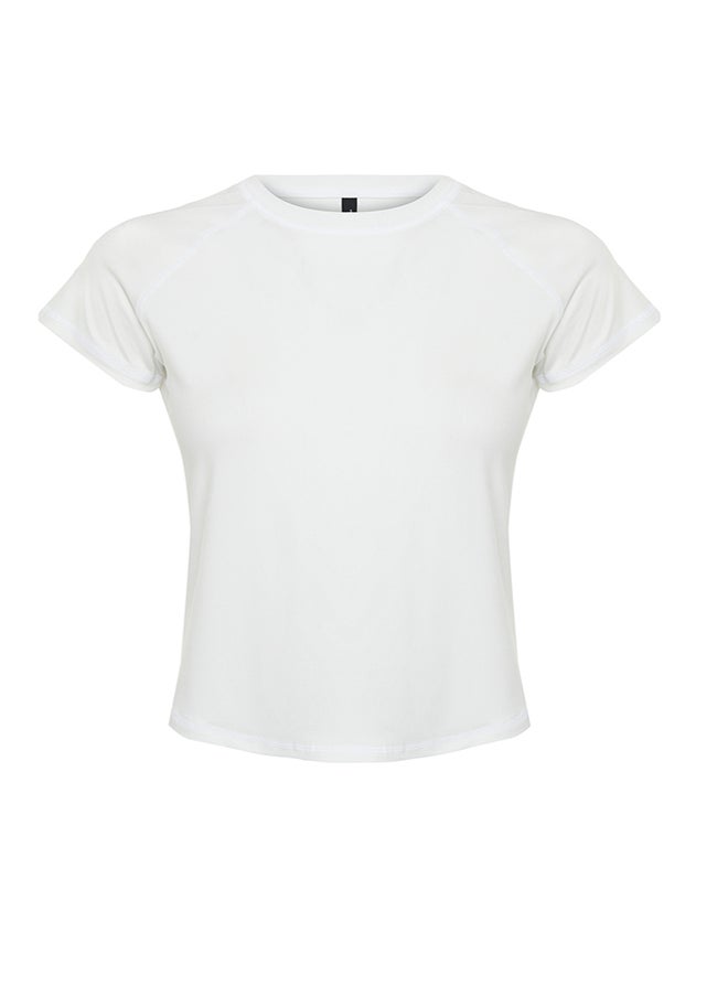 trendyol - White Reflector Print Detailed Knitted Sports T-Shirt THMSS24TS00002 - Image 1
