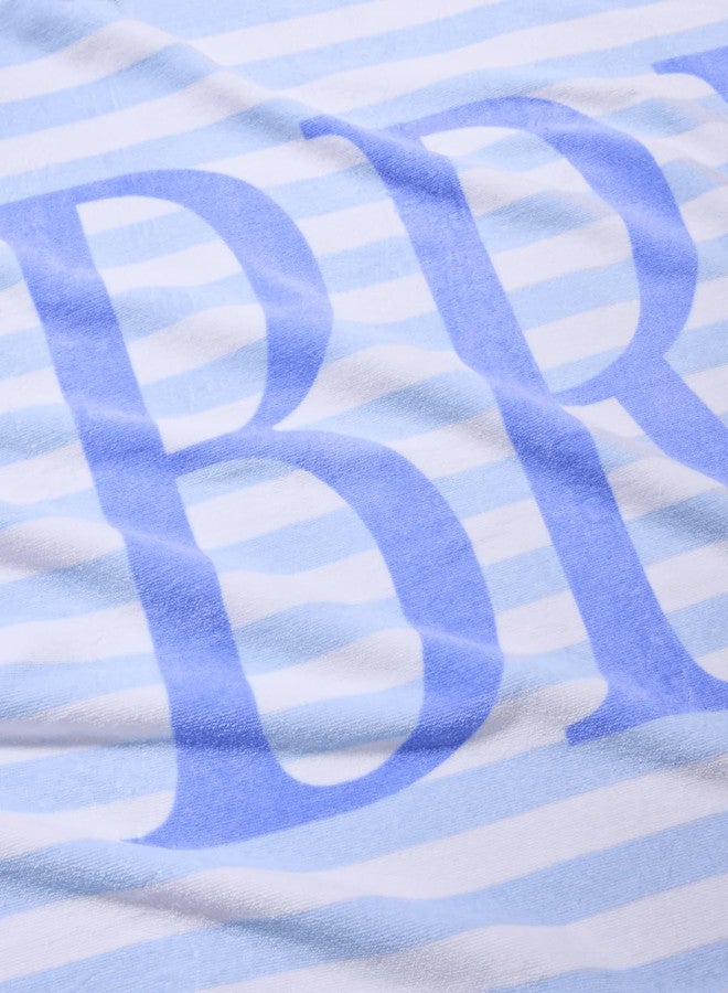 xo, Fetti Bride Blue Stripe Beach Towel - 100% Cotton | Bachelorette Decorations, Coastal Bridal Shower Gift, Poolside Bride to Be, Bridesmaid Gift, Beach Bach Supplies - Image 4