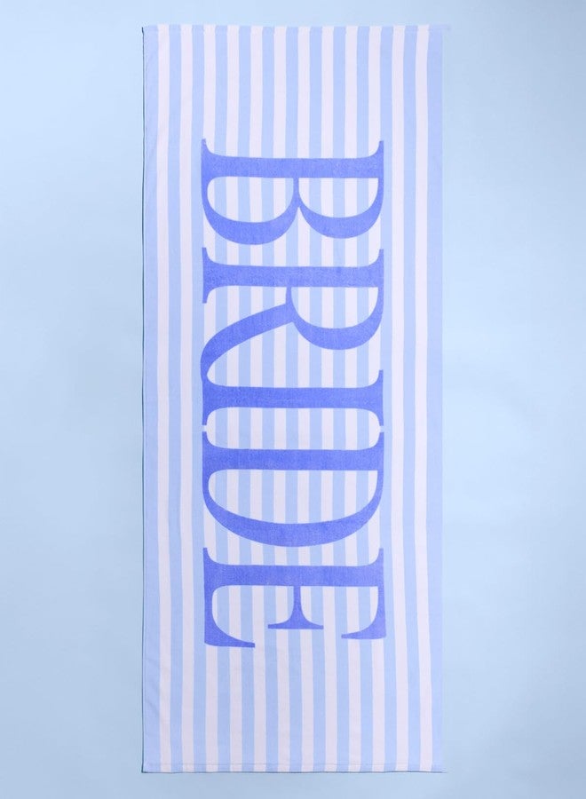 xo, Fetti Bride Blue Stripe Beach Towel - 100% Cotton | Bachelorette Decorations, Coastal Bridal Shower Gift, Poolside Bride to Be, Bridesmaid Gift, Beach Bach Supplies - Image 2