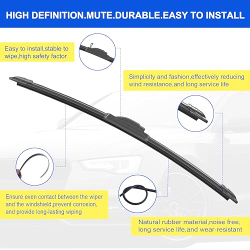 ANIKLUIM® 24"+ 20" Wiper Blades with 11" Rear Wiper Blade Set Replacement for 2019-2021 Cadillac XT4 Windshield Wipers Original Factory Quality (Pack of 3) - Image 2