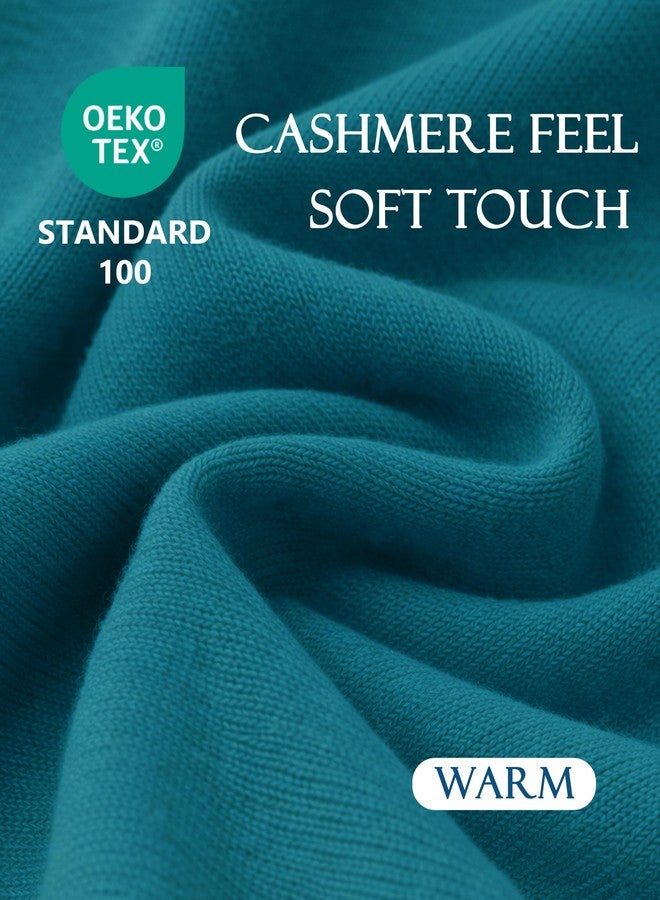 PULI Women's Elegant Shawl Wraps Soft Open Front Poncho Sweater for Spring Fall Winter dark Cyan - Image 4