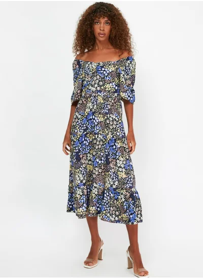 trendyol Balloon Sleeve Printed Dress