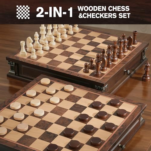 Peradix Magnetic Chess Set with 2 Builtin Storage Drawers 15 Wooden Strategy Board Games 2 Extra Queens Luxury Magnet Chess Game for Adults Kids and Family Game Night Gift Package - Image 5