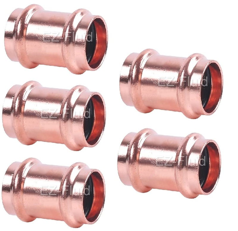 EZ-FLUID (5pcs) EZ-FLUID Heavy Duty 1" Press Slip Coupling without Stop,No Stop Couplings, LF Propress Pressure Copper Fitting,ProPress Press Copper Fitting Connection,Residential,Commercial Plumbing - Image 5
