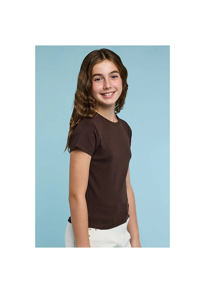 أر أند بي Solid T-Shirt with Crew Neck and Short Sleeves