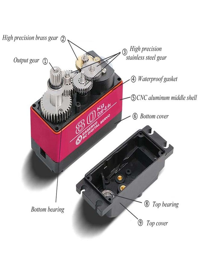 Stemedu 80KG High Torque RC Servo DS5180, Large Size PWM Control Servo, Stainless Steel Gear, 270° Control Steering Motor for 1/5 RC Vehicles, Crawlers, Robots, Boats - Image 3