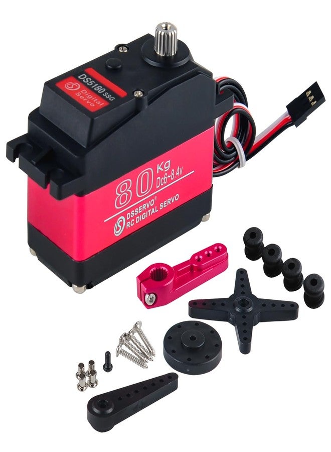 Stemedu 80KG High Torque RC Servo DS5180, Large Size PWM Control Servo, Stainless Steel Gear, 270° Control Steering Motor for 1/5 RC Vehicles, Crawlers, Robots, Boats - Image 1