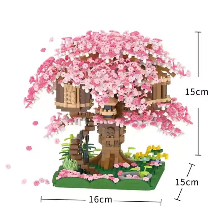 Toynagar Hot Plastic Plants Blocks Bricks City Mini Sakura Succulents Cherry Blossom House Tree Building Blocks Toys for Kids for Birthday | Treehouse Blocks - Image 4