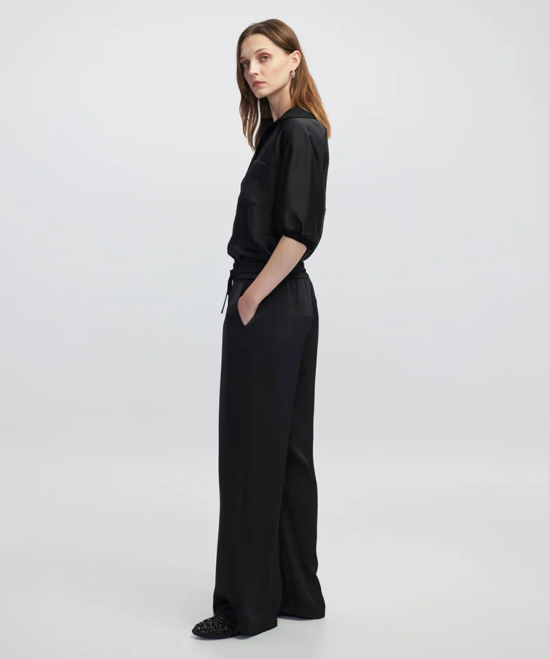 ابيكول Elastic Waist Wide Leg Trousers