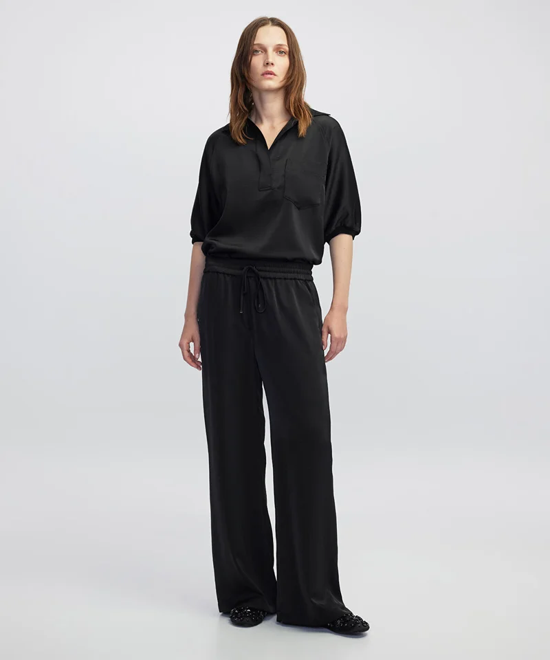 ابيكول Elastic Waist Wide Leg Trousers
