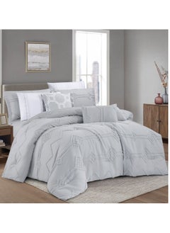Hours comforter set made of soft silky fabric with a modern distinctive and prominent pattern that satisfies all tastes 8 pieces king size