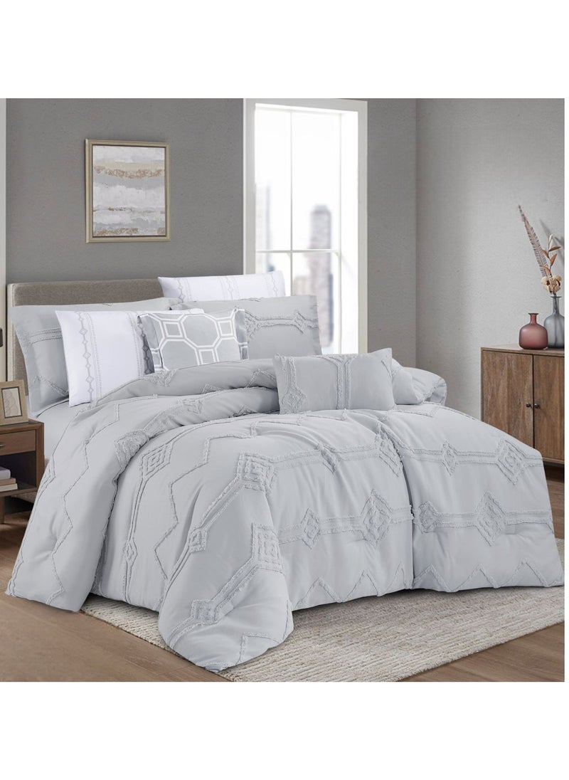 Hours - Hours comforter set made of soft silky fabric with a modern distinctive and prominent pattern that satisfies all tastes 8 pieces king size - Image 1