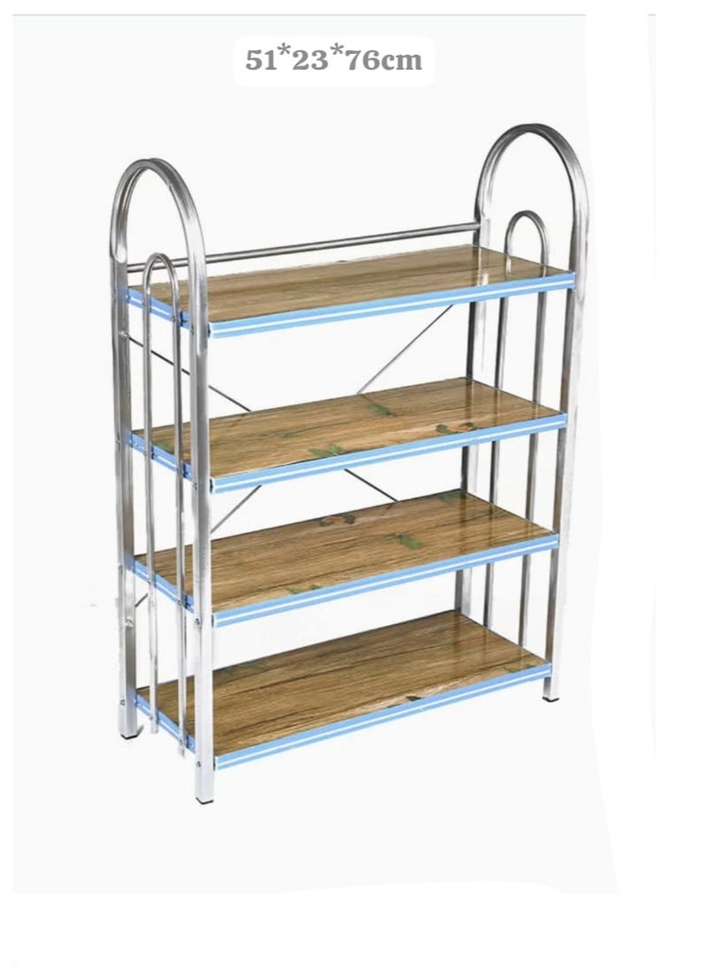 4 layer wooden shelf wooden stand metal stand brown plate - Image 1