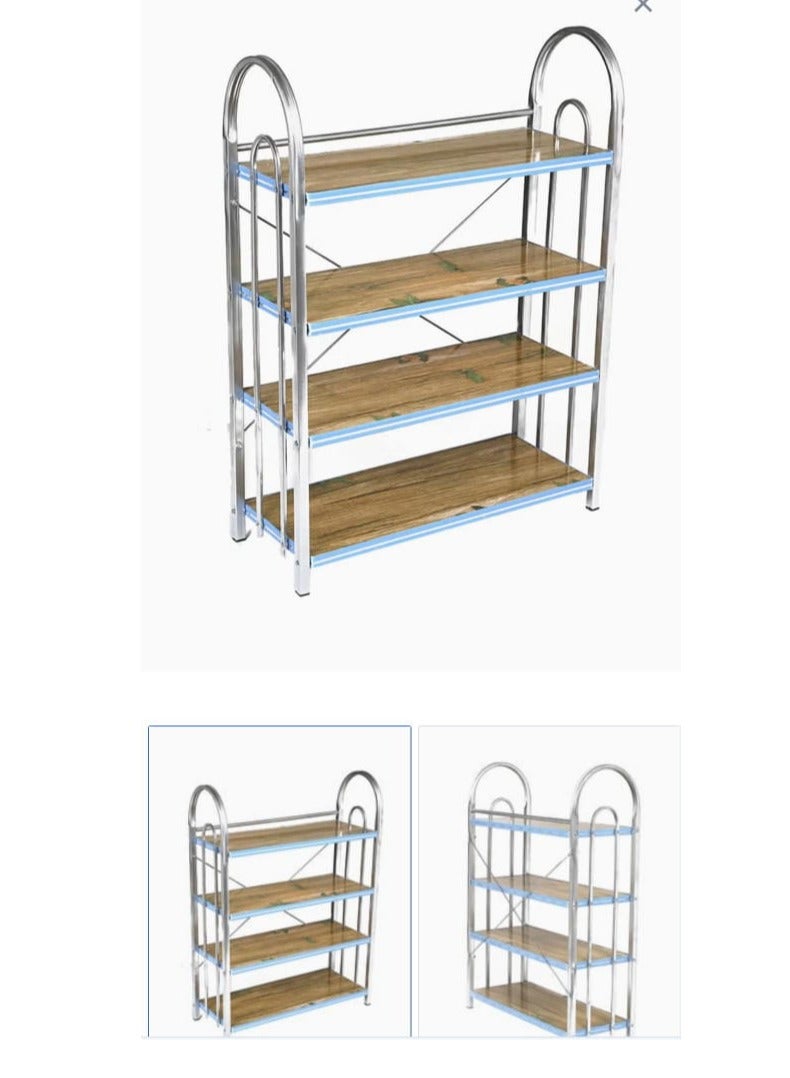 4 layer wooden shelf wooden stand metal stand brown plate - Image 2